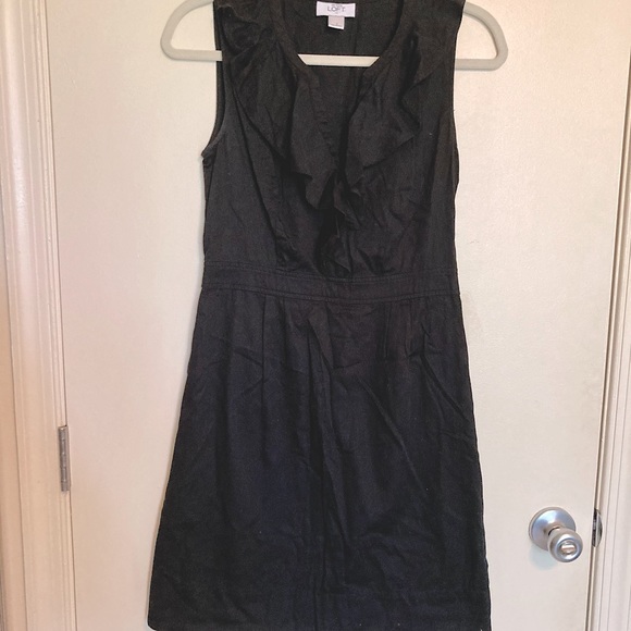 LOFT Dresses & Skirts - LOFT DENIM/LINEN-LOOK DRESS W/ RUFFLE-2 EUC